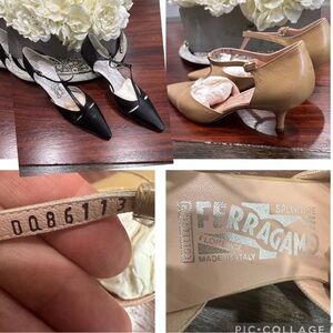 Lot of 2 pairs Salvatore Ferragamo Women's Black and Tan Heels
